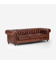 Load image into Gallery viewer, Jefferson Chesterfield 3 Seater Leather Couch - Brown
